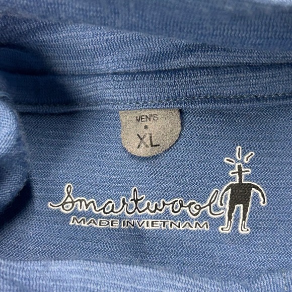 Smartwool Mens XL Blue 100% Merino Wool 1/4 Zip Long Sleeve Shirt Made Vietnam - Picture 3 of 13